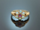 England around 1975! Beautiful opal ring with ruby gold 375