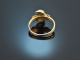 Um 1910! Schlangen Ring mit Diamantrose und Saphir aus Gold 585