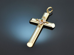 Around 1890! Historicism cross pendant with small...