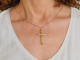 Around 1890! Historicism cross pendant with small turquoise in 585 gold
