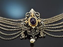 Austria around 1960! Beautiful traditional costume necklace with amethyst silver 925