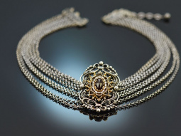 Around 1960! Beautiful traditional costume choker necklace with garnet silver 835