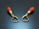 Around 1980! Drop earrings with Sardegna corals in 585 gold