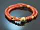 Lovely Corals! Fancy Armband 2reihig Mittelmeer Koralle Silber 925 vergoldet