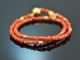 Lovely Corals! Fancy Armband 2reihig Mittelmeer Koralle Silber 925 vergoldet