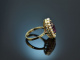 Around 1980! Amethyst ring with seed pearls in 585 gold