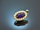Around 1980! Amethyst pendant with seed pearls in 585 gold