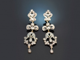 Around 1950! Long glamorous earrings with diamonds in 585...
