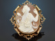 Around 1870! Large gem cameo brooch with bacchante in 585 gold