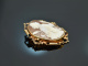 Around 1870! Large gem cameo brooch with bacchante in 585 gold