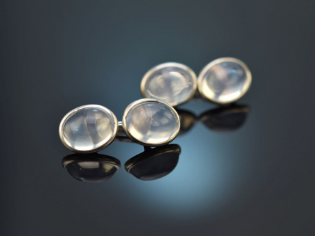 Around 1950! Simple cufflinks with moonstones in silver