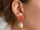Coral reef! Chic earrings baroque cultured pearls red enamel silver 925