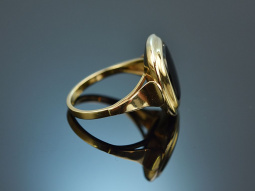 Um 1965! Sch&ouml;ner ungetragener Wappen Siegel Ring mit Onyx Gold 333