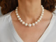 Big Pearls! Large freshwater cultured pearl necklace with clasp in 750 white gold