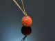 Relief coral ball pendant with 585 gold