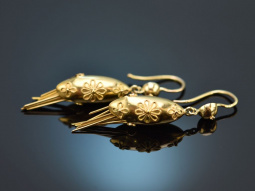 Around 1870! Historic tassel earrings in 585 gold