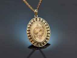 Around 1890! Pretty medallion pendant in 585 gold