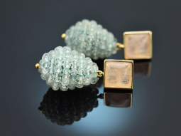Fresh Breeze! Drop earrings with aquamarine and moonstone silver 925 gold-plated