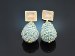 Fresh Breeze! Drop earrings with aquamarine and moonstone silver 925 gold-plated