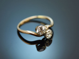 Around 1900! Beautiful Toi et Moi diamond ring in 585 gold