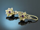 England um 1915! Suffragetten Ohrringe mit Diamanten Peridot und Amethyst Gold 375 und Silber