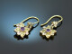 England um 1915! Suffragetten Ohrringe mit Diamanten Peridot und Amethyst Gold 375 und Silber