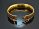 Around 1980! Beautiful simple garnet bangle made of gold-plated silver