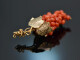 Around 1900! Pretty grape brooch with corals silver 800 gold plated