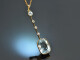 Around 1920! Beautiful aquamarine diamond pendant with chain gold 585