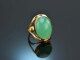 Around 1965! Chic large vintage chrysoprase ring in 585 gold