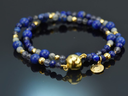 Deep Blue! Fancy Armband aus Lapislazuli Saphir...