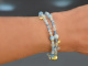 Soft Blue! Zweireihiges Fancy Armband mit Aquamarin Achat Angelit Silber 925 vergoldet