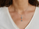 Necklace with blue topaz turquoise diamonds and white gold 750