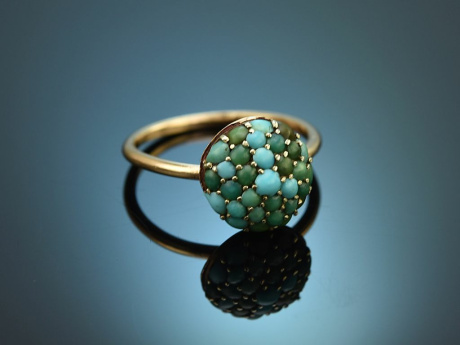 Around 1890! Historic turquoise ring made of 585 gold