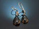 Around 1870! Delicate earrings with black enamel in 333 rose gold