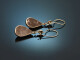 Around 1870! Delicate earrings with black enamel in 333 rose gold