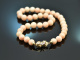 Italy around 1980! Large noble angel skin coral necklace with clasp gold 750