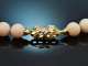 Italy around 1980! Large noble angel skin coral necklace with clasp gold 750