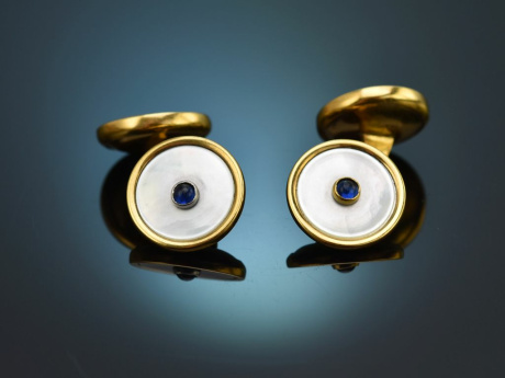 Around 1930! Classic cufflinks with mother-of-pearl in silver 900 gold-plated