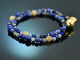 Deep Blue! Fancy Armband aus Lapislazuli Sodalith Saphir Labradorith Silber 925 vergoldet