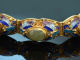 China around 1960! Beautiful bracelet with jadeite and enamel decoration in gold-plated silver