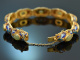 China around 1960! Beautiful bracelet with jadeite and enamel decoration in gold-plated silver