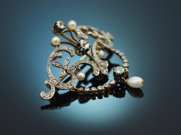 Around 1910! Belle Epoque brooch with diamonds and...