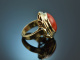 Munich around 1955! Large ring with fine Italian coral in 14k gold