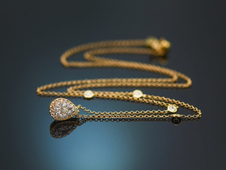 Sch&ouml;nes tropfenf&ouml;rmiges Diamant Collier aus Gold 750