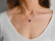 Delicate necklace with amethyst and diamonds in 18K white gold