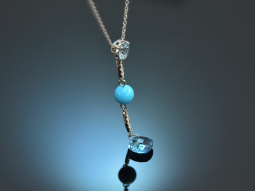 Necklace with blue topaz, turquoise, diamonds and white...