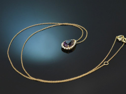 Beautiful necklace with amethyst drops and diamonds in...