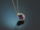 Beautiful necklace with amethyst drops and diamonds in 18k gold