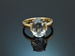 Klassischer Aquamarin Ring mit Brillanten aus Gold 585